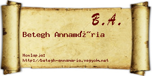 Betegh Annamária névjegykártya
