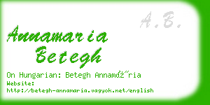 annamaria betegh business card